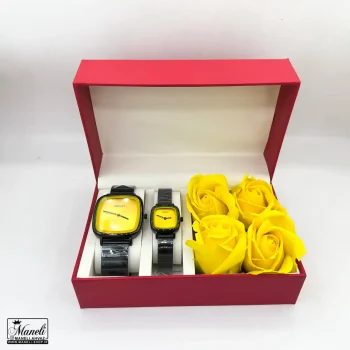 ست ساعت مردانه و زنانه اسپریت اورجینال مشکی با صفحه زرد