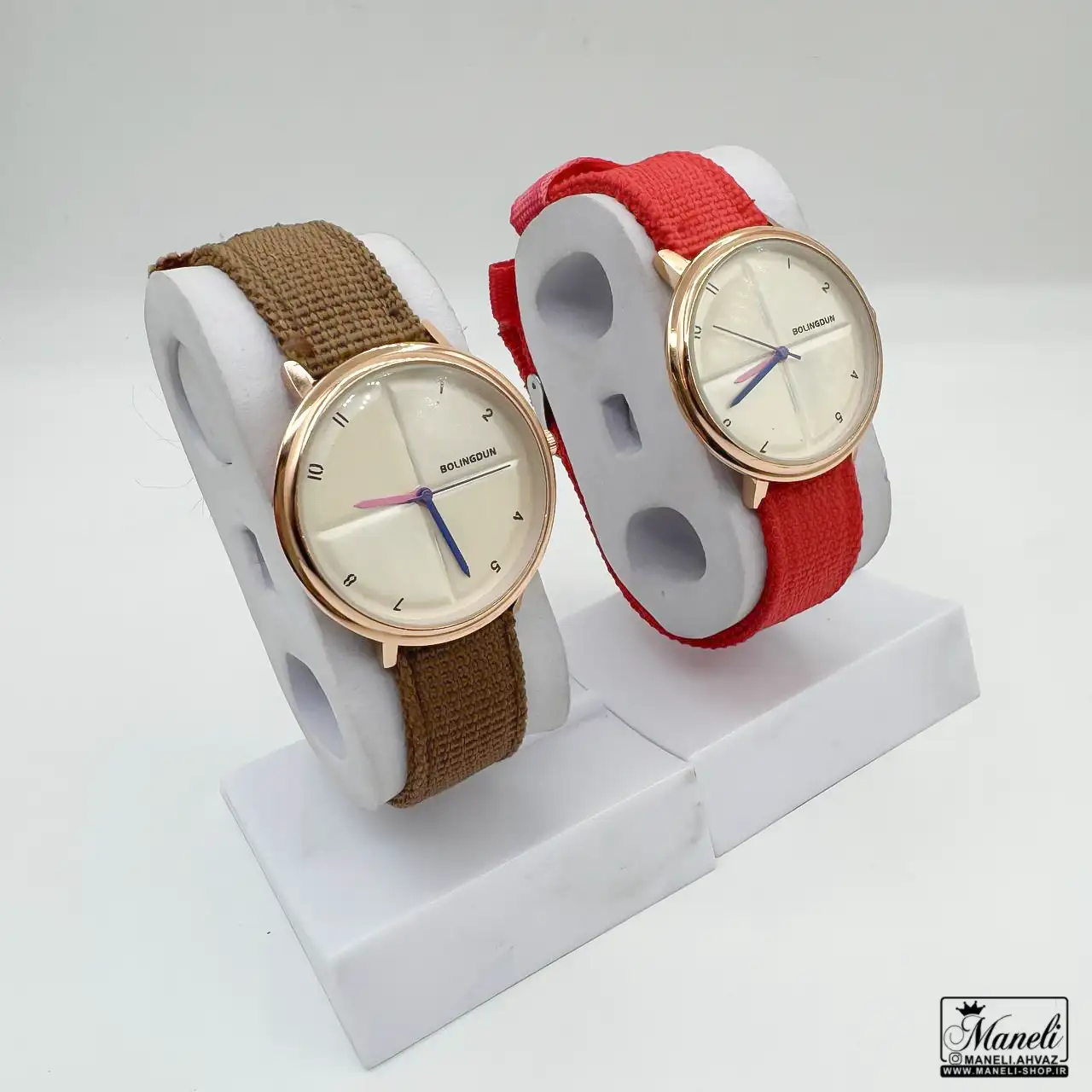 fk-watch-2color-4 خرید ساعت دخترانه بند برزنتی bolingdun | قرمز و قهوه ای