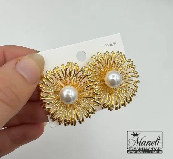 گوشواره طلایی با ترکیب مرواریدی