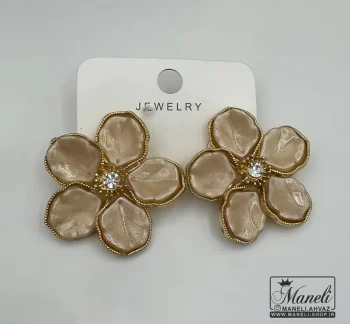 گوشواره ی فشن زنانه طلایی پایه نقره با ترکیب مروارید|409814 - Image 3