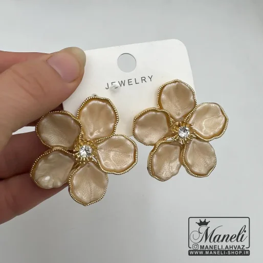 گوشواره طرح گل لب طلایی زیبا