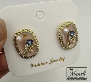 گوشواره میناکاری با گل آبی|4098118 - تصویر 3
