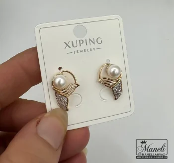 گوشواره دم وال طلایی با نگین مخراج شده - Image 3