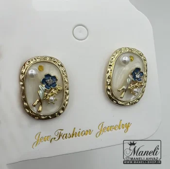 گوشواره میناکاری با گل آبی|4098118 - تصویر 4