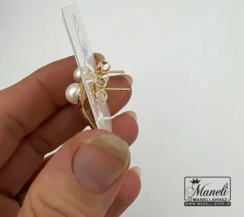 گوشواره دم وال طلایی با نگین مخراج شده - Image 5