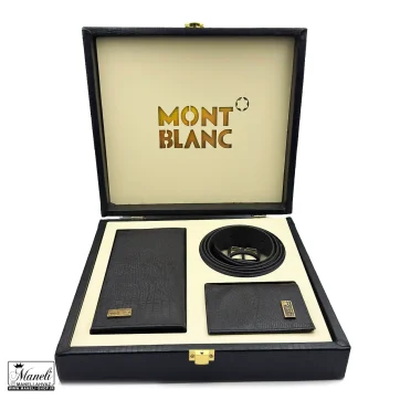 ست چرم مردانه مشکی مونت بلانک | کیف ، کمربند ، جاکارتی