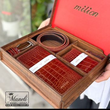 ست کیف و کمربند قهوه ای