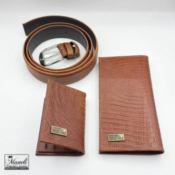 ست کیف و کمربند مردانه قهو ه ای هدیه روز مرد - Image 5