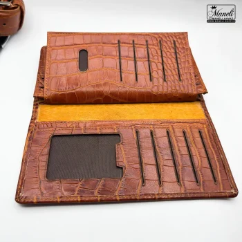 ست چرم طبیعی مردانه کیف ، کمربند ، جاکارتی ، خودکار | رنگ عسلی - Image 5