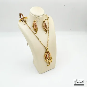 خرید ست گردنبند ، گوشواره و انگشتر استیل رنگ ثابت | آف ویژه