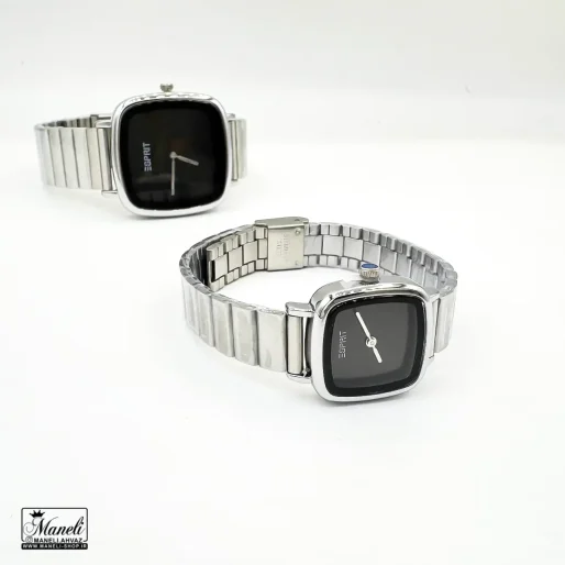 خرید ست ساعت مردانه و زنانه اسپریت نقره ای صفحه مربع مشکی | اورجینال