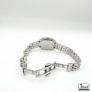 ساعت صفحه مربع زنانه قاب نگین دار | نقره ای و طلایی نقره ای - Image 3