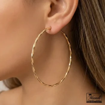 گوشواره حلقه ای ژوپینگ سایز بزرگ طرح دار | طلایی - Image 2
