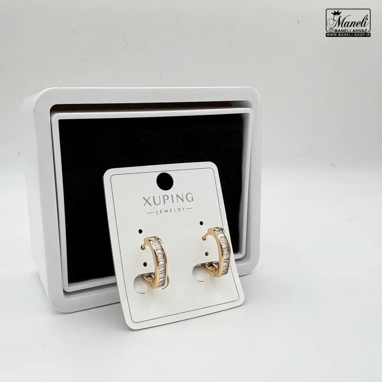 xup-erring-10 گوشواره حلقه ای نگین دار ساده ژوپینگ 40977