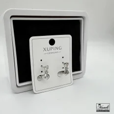 گوشواره مینیمال پاپیون ژوپینگ نقره ای