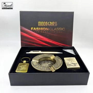 ست هدیه ای زیرسیگاری ، فندک ، جاکلیدی و خودکار طرح گرگ