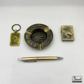 ست هدیه ای زیرسیگاری ، فندک ، جاکلیدی و خودکار طرح گرگ - Image 5