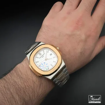 ساعت مردانه پتک فیلیپ ناتیلوس رزگلد نقره ای | موتور ژاپن