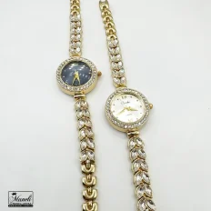 ساعت زنانه نگینی (گندمی) طلایی با قیمت اقتصادی