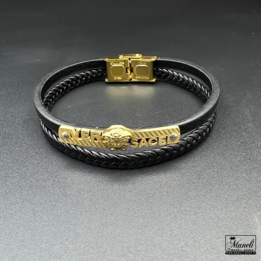 bracelet leather versace gold 4
