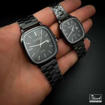 خرید و قیمت ست ساعت کاسیو صفحه مربع تمام مشکی
