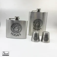 ست هیپ فلاسک بزرگ و کوچک و شات نقره ای طرح ورساچه