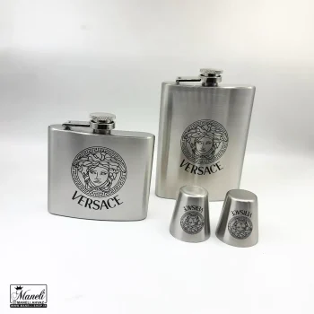 ست هیپ فلاسک بزرگ و کوچک و شات نقره ای طرح ورساچه - Image 2