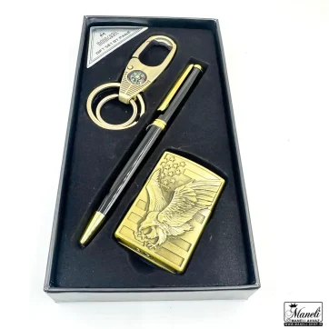 پک هدیه ای فندک بنزینی ،خودکار و جاکلیدی