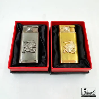 فندک برنالی گازی طرح کروکدیل | رنگ طوسی و طلایی