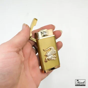 فندک برنالی گازی طرح کروکدیل رنگ طلایی