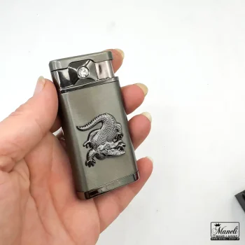 فندک برنالی گازی طرح کروکدیل رنگ طوسی