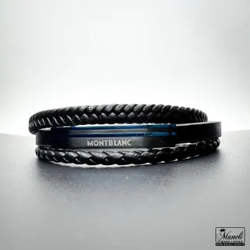 خرید و قیمت دستبند مردانه چرم مونت بلانک قفل مگنتی