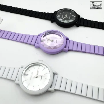 ساعت دخترانه رنگی naidu - سفید | مشکی | بنفش