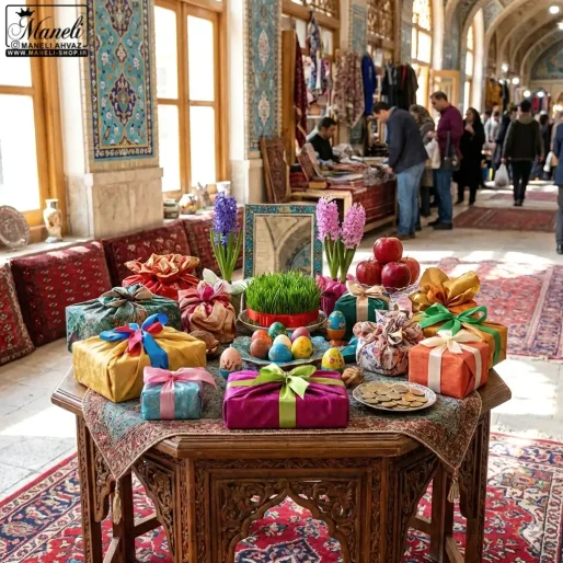 هدیه روز عید: کیف چرم، بدلیجات، گوی موزیکال و ست فندک