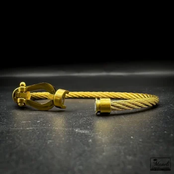 دستبند امگا مردانه طلایی - استیل رنگ ثابت - Image 3