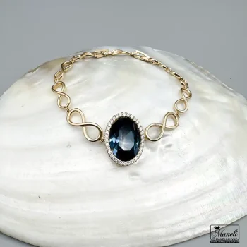 دستبند ژوپینگ نگین سواروسکی سورمه ای - Image 4