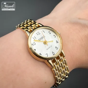 ساعت زنانه صفحه گرد طلایی