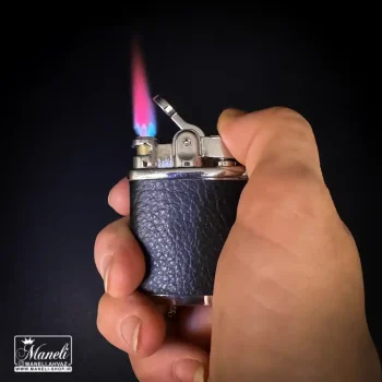 ست زیرسیگاری و فندک لاکچری مشکی با روکش چرم - Image 2