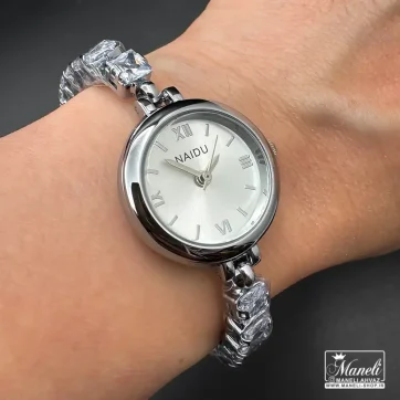 ساعت زنانه نقره ای با نگین سفید