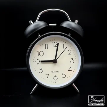 ساعت رومیزی زنگ دار چکشی ساده مشکی