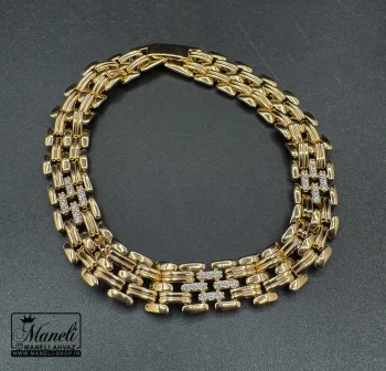 دستبند ژوپینگ نگین مخراج شده مشابه طلا - Image 2