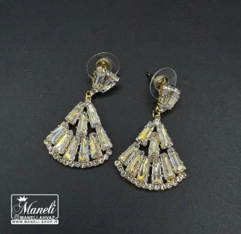 گوشواره مجلسی نگین باگتی نقره ای و طلایی - Image 6