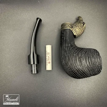 پیپ چوبی کاپیتان بلک مشکی با حلقه زیبای عقاب - Image 4