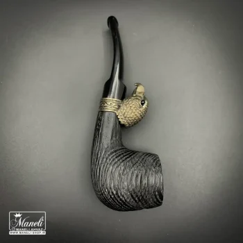 پیپ چوبی کاپیتان بلک مشکی با حلقه زیبای عقاب - Image 2