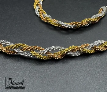 ست زنجیر و دستبند زنانه سه رنگ رنگ ثابت - Image 6