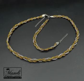 ست زنجیر و دستبند زنانه سه رنگ رنگ ثابت - Image 5