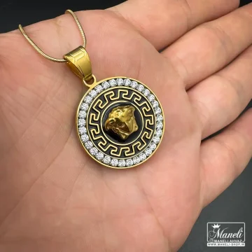 گردنبند ورساچه طلایی مشکی نگین دار