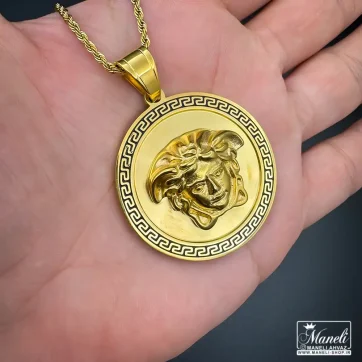 گردنبند با آویز بزرگ ورساچه طلایی | استیل