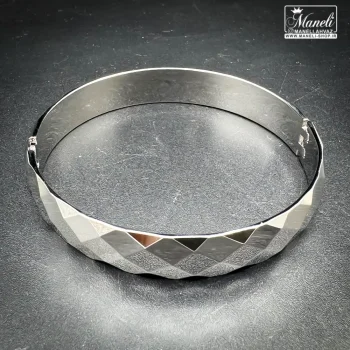 دستبند النگویی زنانه ژوپینگ (Xuping) مدل تراش هندسی نقره ای - تصویر 3