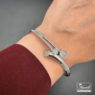 دستبند ژوپینگ النگویی نقره ای نگینی | شیک و جذاب